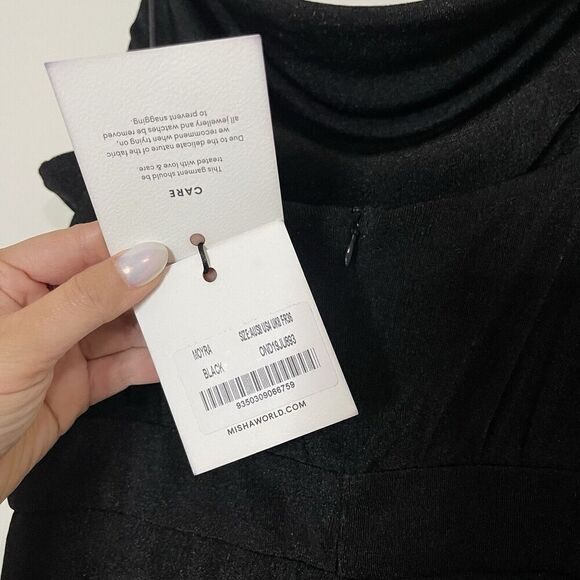 NEW! MISHA Moyra black vneck cocktail pantsuit jumpsuit US 4 $253 - Picture 9 of 11